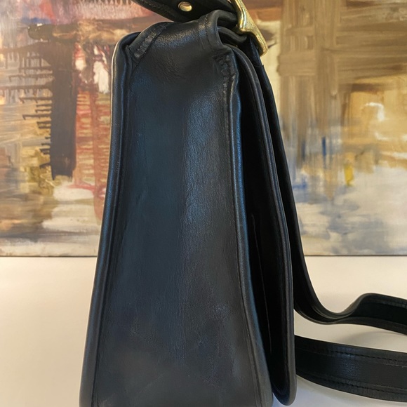 Coach Vintage Stewardess 9525 Black Leather Shoulder Bag Purse Gorgeous! - Picture 5 of 12
